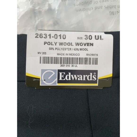 Edwards Pleated Poly Wool Dress Pants, Mens 30x29 - Black NEW! - Picture 5 of 7